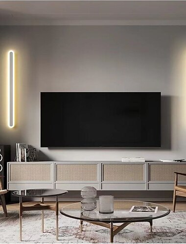  Lightinthebox minimalistische lange Wandleuchte, 40 cm/60 cm moderne LED-Hintergrund-Wandleuchte für Wohnzimmer, Schlafzimmer, Nachttisch, Innenwandleuchte aus Aluminium