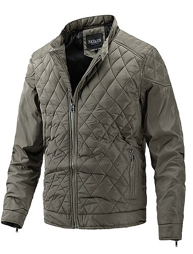 Herren Bomberjacke Gepolstert College Jacke Tasche Sports Outdoor Täglich Standard Strassenmode Brautkleider schlicht warm halten Atmungsaktiv Herbst Winter Feste Farbe Schwarz Königsblau Armeegrün