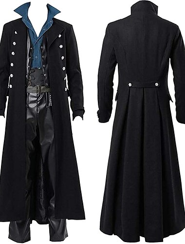  Retro vintage Punk & Gothic Middeleeuws Jas Trenchcoat Overkleding Pest dokter Voor heren Maskerade Feest Volwassenen Jas