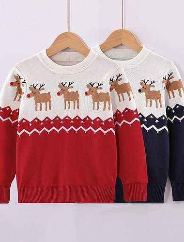 Детские рождественские свитера для мальчиков с длинными рукавами и оленем, темно-синие хлопковые детские топы, осень-зима, повседневные рождественские подарки, повседневные рождественские подарки,   Детские рождественские свитера для мальчиков с длинными рукавами и оленем, темно-синие хлопковые детские топы, осень-зима, повседневные рождественские подарки, повседневные рождественские подарки,
