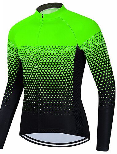  Hombre Maillot de Ciclismo Geométrico Manga Larga Bicicleta Maillot Camiseta con 3 bolsillos traseros MTB Bicicleta Montaña Ciclismo Carretera Secado rápido Bandas Reflectantes Bolsillo trasero