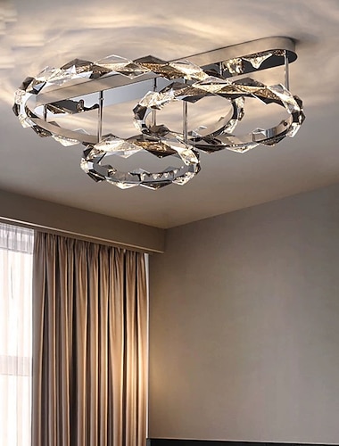  80 cm taklampe led krystall rustfritt stål designer kunst galvanisert moderne 220-240v