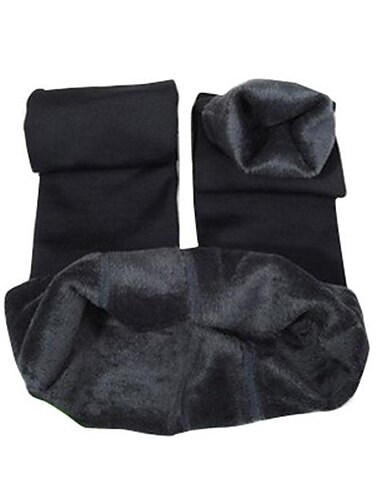  Naisten Fleece-housut Sukkahousut Leggingsit Muoti Täyspitkä Yhtenäinen Vatsatuki Peppua kohottava Mukavuus Elastinen Rento / arki Musta Harmaa