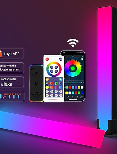  rgb חכם led אור בר wifi bluetooth רקע שולחן העבודה אווירה אור מוסיקה סינכרון טלוויזיה קיר משחק מחשב חדר שינה אור לילה shustar