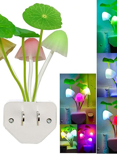  Luz nocturna con sensor LED, luces nocturnas con forma de hongo, lámpara que cambia de color, decoración de hongos, mini luces nocturnas lindas de ausaye para niños, adultos, dormitorio, baño, baño,