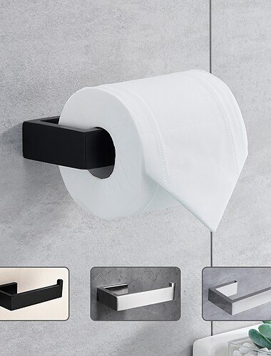  Suporte de papel higiênico, dispensador de cabide de rolo de tecido de aço inoxidável 304 montado na parede de 14,5 cm para banheiro&amp; cozinha (preto/níquel escovado/cromado)