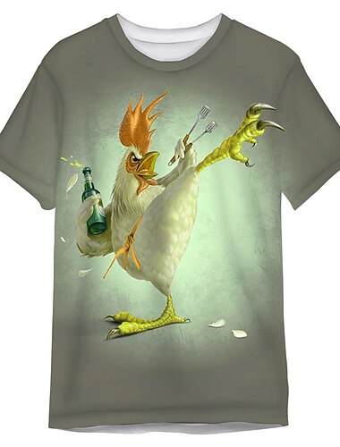  Veteranentag Herren Patriot Patriotischer Veteran Tier Bier Huhn T-Shirt Lustige T-Shirts Kurzarm T-Shirt 3D Druck Rundhals Shirt Designer Cartoon Klassisch Outdoor Freizeit Tägliches Weiß  Grün Rot