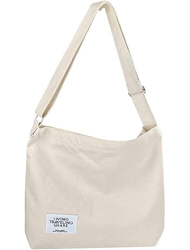  sac à bandoulière en toile pour femme – sac fourre-tout minimaliste réglable pour un usage décontracté, de voyage et quotidien