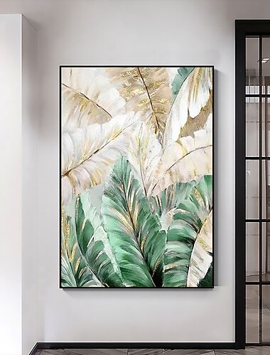  Handgefertigtes Ölgemälde auf Leinwand, Wandkunst, Dekoration, abstrakte Pflanze, Blumenmalerei, Blätter für Wohnkultur, gerollt, rahmenlos, ungedehnt