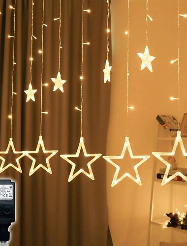  led stjernelys gardinlys for soverom 8 moduser jul 3*1m 12 dråper 138 led gardinlys lavspent plug-in stjernelysstreng