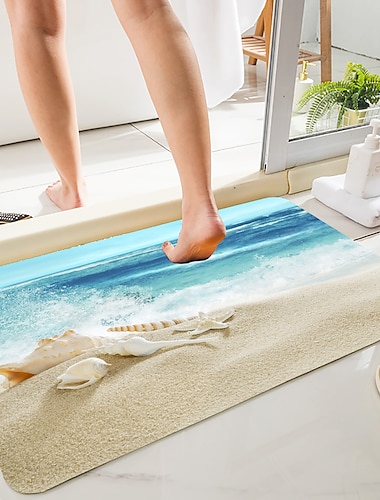  tappetino da bagno da spiaggia tappetino antiscivolo con stampa digitale tappetini da bagno moderni non tessuto / memory foam novità bagno