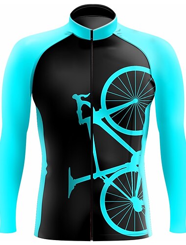  Herre Sykkeltrøyer Grafisk Morsom Langermet Sykkel Jersey Topper med 3 baklommer Fjellsykling Veisykling Hurtigtørkende Refleksbånd Tilbake Lomme Fukttransport sport Svart Rosa Rød Klær