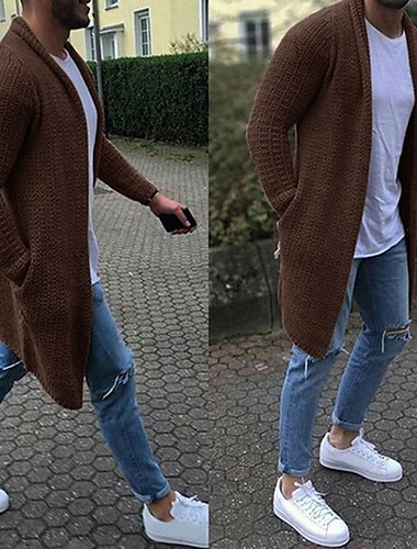  Herren Pullover Strickjacke Gerippt Stricken Tunika Strick V Ausschnitt Ausgehen Wochenende Bekleidung Herbst Winter Armeegrün Blau M L XL