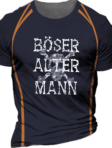  Tricou grafic amuzant pentru bărbați "Böser Alter Mann" Bătrân rău german cu mâneci scurte Raglan roșu și negru