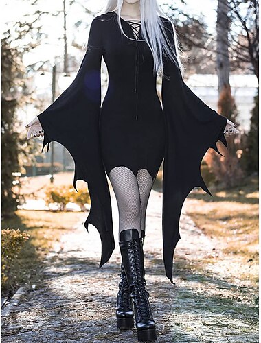  Rétro Vintage Punk & Gothique Médiéval Robe Bal Masqué Sorcière Sorcières Femmes Fantaisie Steampunk Nuit de Walpurgis Halloween Carnaval Mascarade Halloween Fête / Soirée Adulte Robe