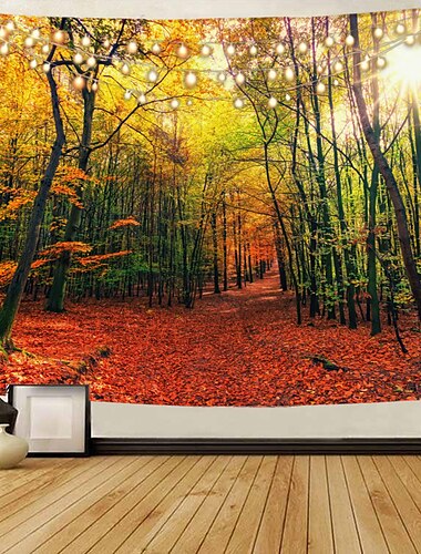  landschaft baum wandteppich kunst dekor decke vorhang picknick tischdecke hängen hause schlafzimmer wohnzimmer wohnheim dekoration nebligen wald natur sonnenschein durch baum Wandtuch XXL Natur