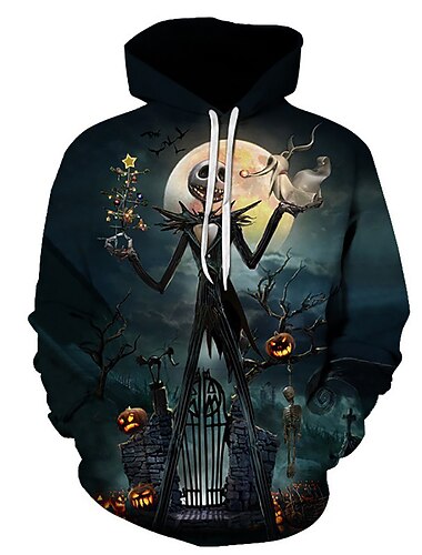  Víspera de Todos los Santos Calavera Muerte Salida Sudadera Dibujos Manga Anime 3D Bolsillo delantero Gráfico Para Pareja Hombre Mujer Adulto Víspera de Todos los Santos Carnaval Mascarada Impresión