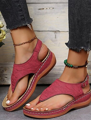  sandali con zeppa a T da donna, infradito casual boho con punta aperta e fibbia regolabile - perfetti per la spiaggia estiva e per l'uso quotidiano