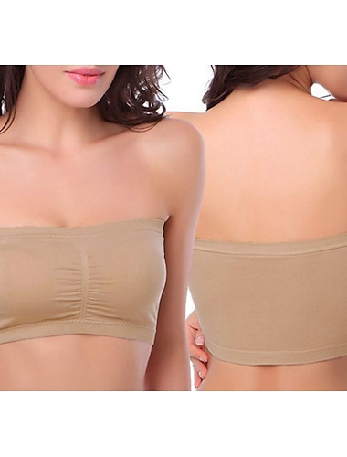  sutiã cai-cai sem costura sutiã top de tubo elástico sem alças tamanho grande com almofadas removíveis para mulheres