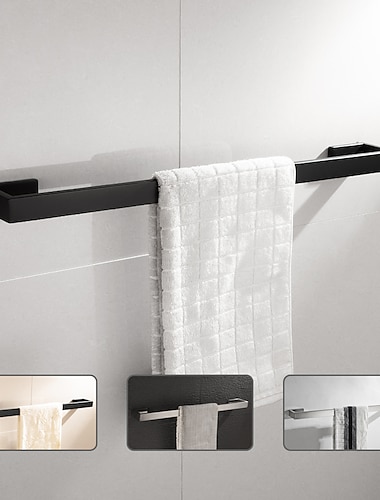  toallero montado en la pared de acero inoxidable 304 toallero estante de baño barra de toalla de estilo moderno 50 cm / 60 cm (negro / níquel cepillado / cromo)