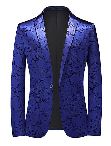  blazer da festa casual alla moda da uomo taglie forti modello vestibilità standard regolare monopetto a un bottone nero blu 2024