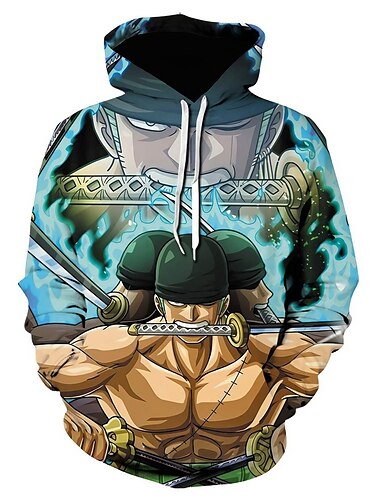  One Piece סרט: אדום רורונואה זורו קפוצ'ון סרט מצוייר מנגה אנימה 3D כיס קדמי גרפי עבור לזוג בגדי ריקוד גברים בגדי ריקוד נשים מבוגרים הדפסת תלת מימד