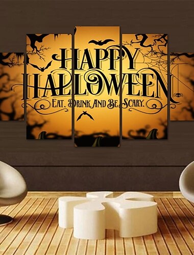  5 paneles impresiones de halloween carteles / imagen feliz halloween arte de pared moderno regalo para colgar en la pared decoración del hogar lienzo enrollado sin marco sin marco sin estirar