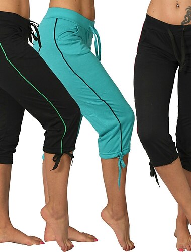  kvinnors yogabyxor dragsko mage kontroll rumpa lyft hög midja yoga fitness gym träning capri leggings ränder violett svart grön sport aktiva kläder stretchiga skinny / atletisk / fritid
