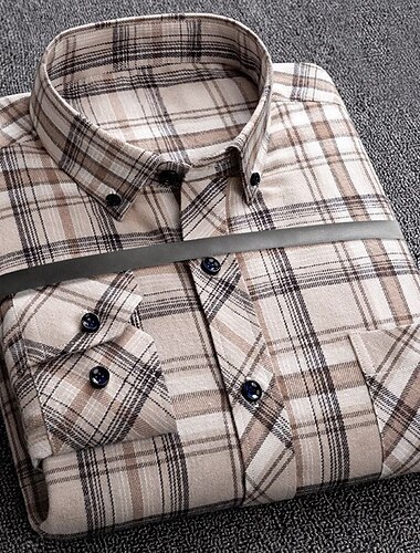  Herren Tartan Hemd Kleidhemd Flanellhemd Overshirt Langarm Hemd Kragen Umlegekragen Arbeit Lässig A B C D E Button-Down Bekleidung Geschäftlich Einfach