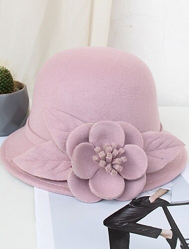  Hatut Poly  Puuvilla sekoite Bowler  Cloche Hattu Buckethattu Fedora Hattu Rentoutumisloma Kentucky Cocktail Royal Ascot Syksy Häät Vintage Tyyli Kilpailupäivän Elegantti Appliques ihanat pääkoristeet