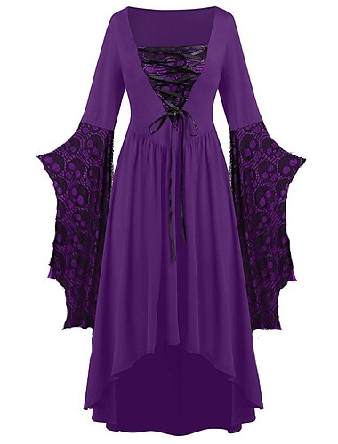  Rétro Vintage Punk & Gothique Médiéval Robe Bal Masqué Sorcière Sorcières Crâne Femmes Fantaisie Steampunk Nuit de Walpurgis Halloween Carnaval Mascarade Halloween Fête / Soirée Adulte Robe
