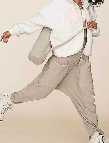  Dames Normaal Al met al Streetwear Effen Kleur Mouwloos V-hals Zak Straat Dagelijks Normale pasvorm Zwart Bruin Groen Herfst