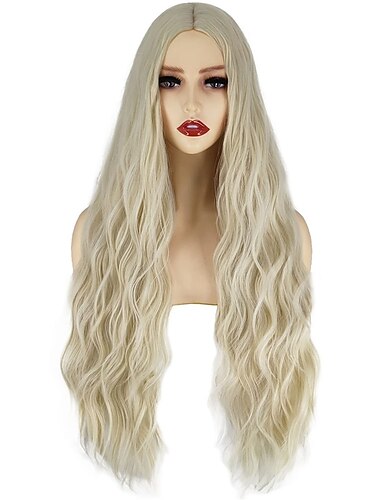  "Cosplay-parykker" Blond Krøllet Syntetisk hår Lang Parykker Dame Parykker Til fest
