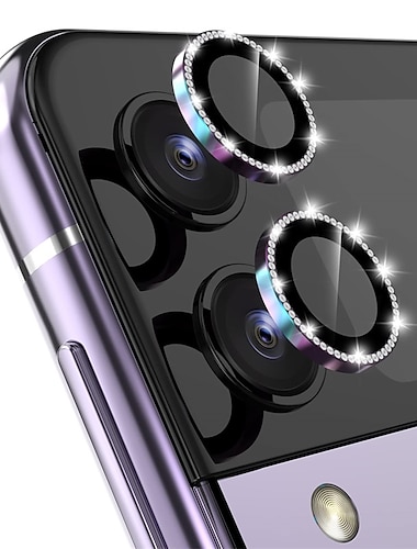  1 набор Протектор объектива камеры Назначение Samsung Galaxy Z Flip 5 Z Flip 4 Закаленное стекло Алюминиевый сплав Уровень защиты 9H Против отпечатков пальцев Бриллиантовый блеск Защита от царапин