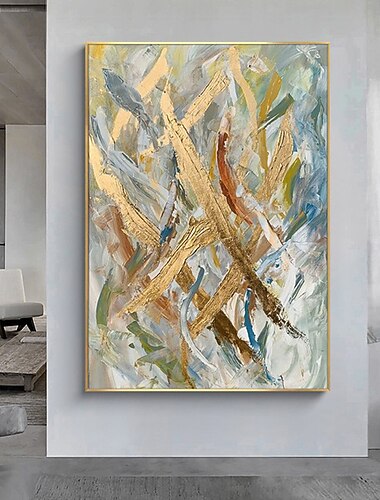  Pintura al óleo hecha a mano lienzo arte de la pared decoración moderna graffiti dorado abstracto para decoración del hogar enrollado sin marco pintura sin estirar