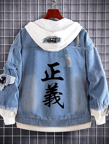  One Piece Film: Rot Affe D. Ruffy Mantel Kapuzenshirt Oberbekleidung Anime Jeansjacke Grafik Für Paar Herren Damen Erwachsene Heißprägen