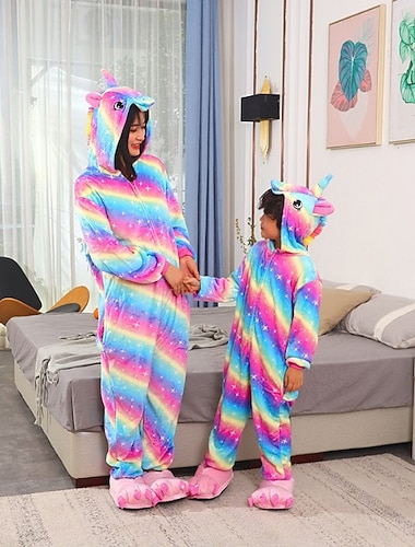  Kigurumi-pyjama's Fancy kostuum Nachtmode Dieren Eenhoorn Cartoon Warm Grappig kostuum Comfortabel Kinderen Uniseks Jongens en meisjes Halloween Carnaval Feest Prestatie Huiskleding Aankleden