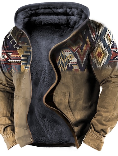  Hombre Tribal Estampados Sudadera Sudaderas Sudadera con capucha y cremallera completa Manga Larga Sudadera con capucha Con Capucha Design Impresión 3D Casual Diario Deportes Azul vaquero Amarillo