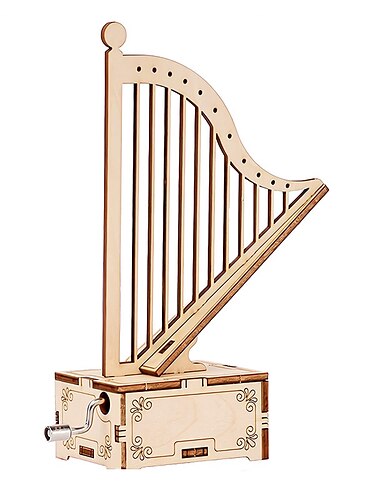  3D Puzzles for Adults Kids DIY Music Box - Harp Hand Crank Engraved Musical Box  Wooden Building DIY Kits (Harp) for Adults Desk Display Gift for Boys/Girls