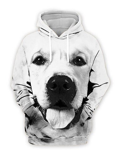  Herren Tier Hund Hoodie Sweatshirt Kapuze Hoodies Pullover Hoodie Sweatshirt Kapuze Langarm Sweatshirt mit Kapuze Mit Kapuze Kuschelig 3D-Druck Casual Täglich Sport Schwarz Weiß Vordertasche Herbst