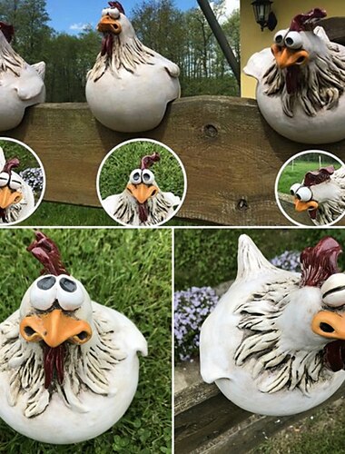  Fun tuin art hars ambachtelijke kip standbeeld kip sculptuur ornament voor huis tuin yard outdoor decor accessoires hek decoratie
