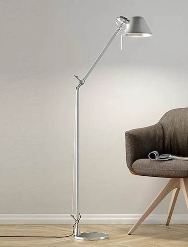  vloerlamp staande lamp verstelbare architecten zwenkarm staande leeslamp met metalen voet modern design studielamp met schakelaar voor woonkamer slaapkamer pianokamer(zilver)