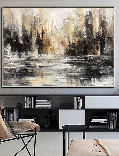  Main peinture à l'huile toile mur art décor abstrait couteau peinture paysage noir pour la décoration intérieure roulé sans cadre non étiré peinture