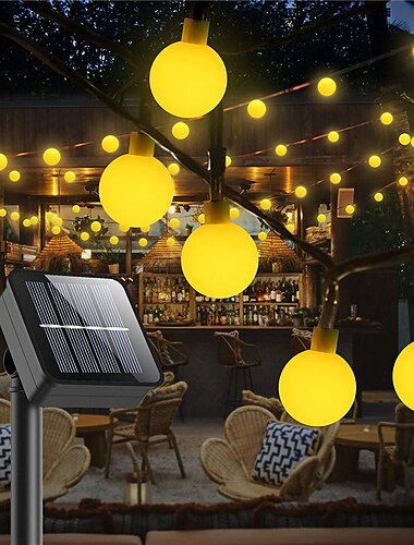  Mini-Globus-Lichterketten Solar-LED-Fee-Lichterketten Weihnachtsbeleuchtung 12 m 100 LED 5 m 20 LED im Freien wasserdicht IP65 Camping flexible Feiertagslichter für Gartenweihnachtsfest-Hofdekoration