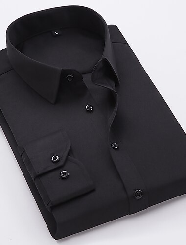  Men's Dress Shirt Collared Shirt Button Up Shirt Plain Wedding Work Black White Light Blue Long Sleeve Turndown Spring &  Fall Clothing Apparel