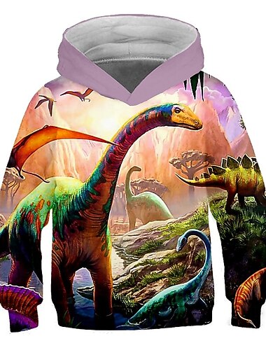  barn pojkar hoodie djur casual 3d-utskrift långärmad aktiv 2-12 år vintervit