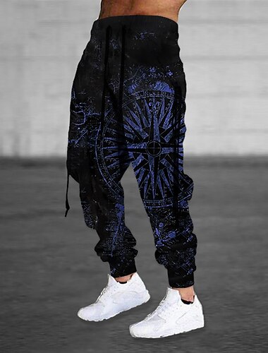  Voor heren Joggingbroeken Jogger Broek Trekkoord Zijzakken Elastische taille Grafische prints Comfort Ademend Buitensporten Casual Dagelijks Katoenmix Terry Streetwear Ontwerper Zwart blauw