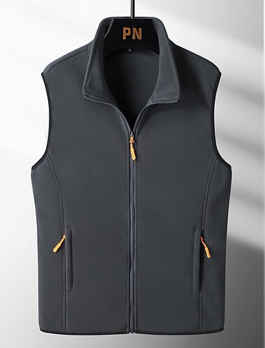  בגדי ריקוד גברים אפוד פליסה פולאר פליס Gilet לבוש יומיומי ליציאה פֶסטִיבָל ספורט בסיסי סתיו חורף רוכסן כיס פוליאסטר שמור על חום הגוף אחיד רוכסן צווארון עומד(סיני) רגיל
