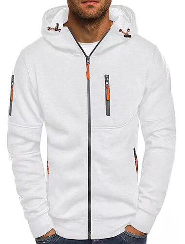  Herren Kapuzenshirt mit durchgehendem Reißverschluss Sweatjacke Jacke Taktisch Schwarz Weiß Wein Armeegrün Marineblau Mit Kapuze Feste Farbe Zip Casual Polyester Vlies Cool Brautkleider schlicht Gro