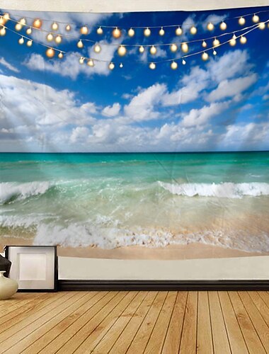  Wandteppich Kunst Dekor Decke Vorhang Picknick Tischdecke hängen zu Hause Schlafzimmer Wohnzimmer Wohnheim Landschaft Strand Meer Ozean Welle Sonnenaufgang Sonnenuntergang Wandtuch XXL Natur